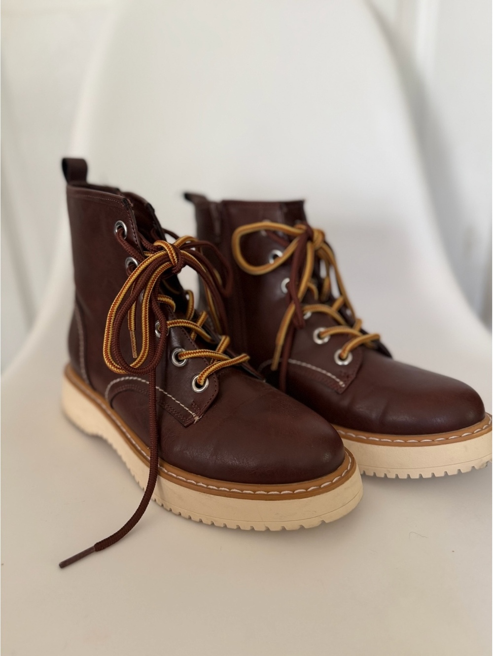 Brown lace up ankle boots
